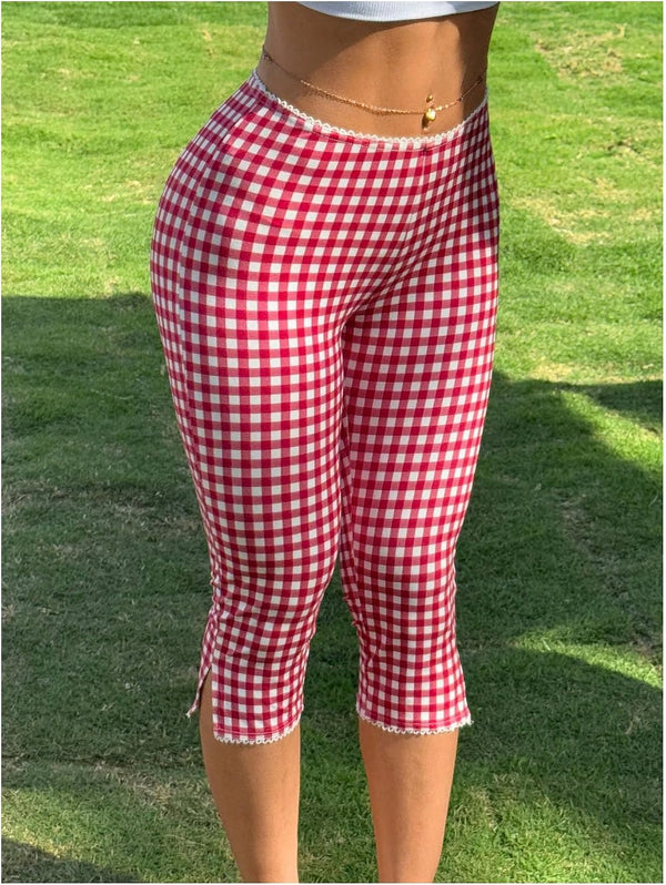 Stylish Plaid Capri Leggings